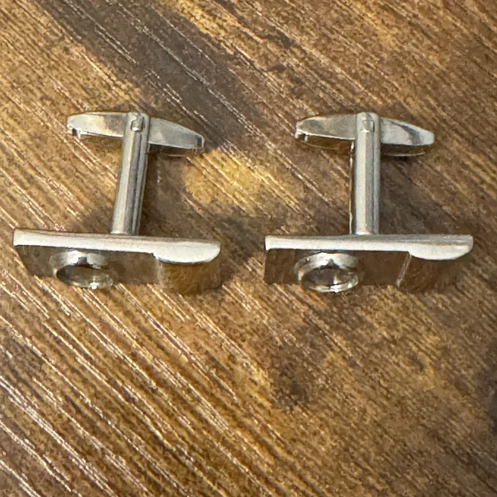 Sarah Coventry Vintage Silver Tone Rectangle Modernist‎ Mid Century Cufflinks